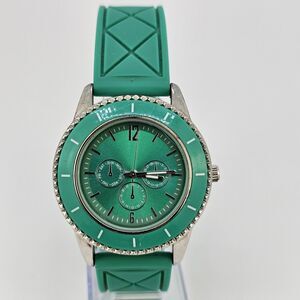 40MM Women's Watch Green Dial Green Plastic Bands New Battery